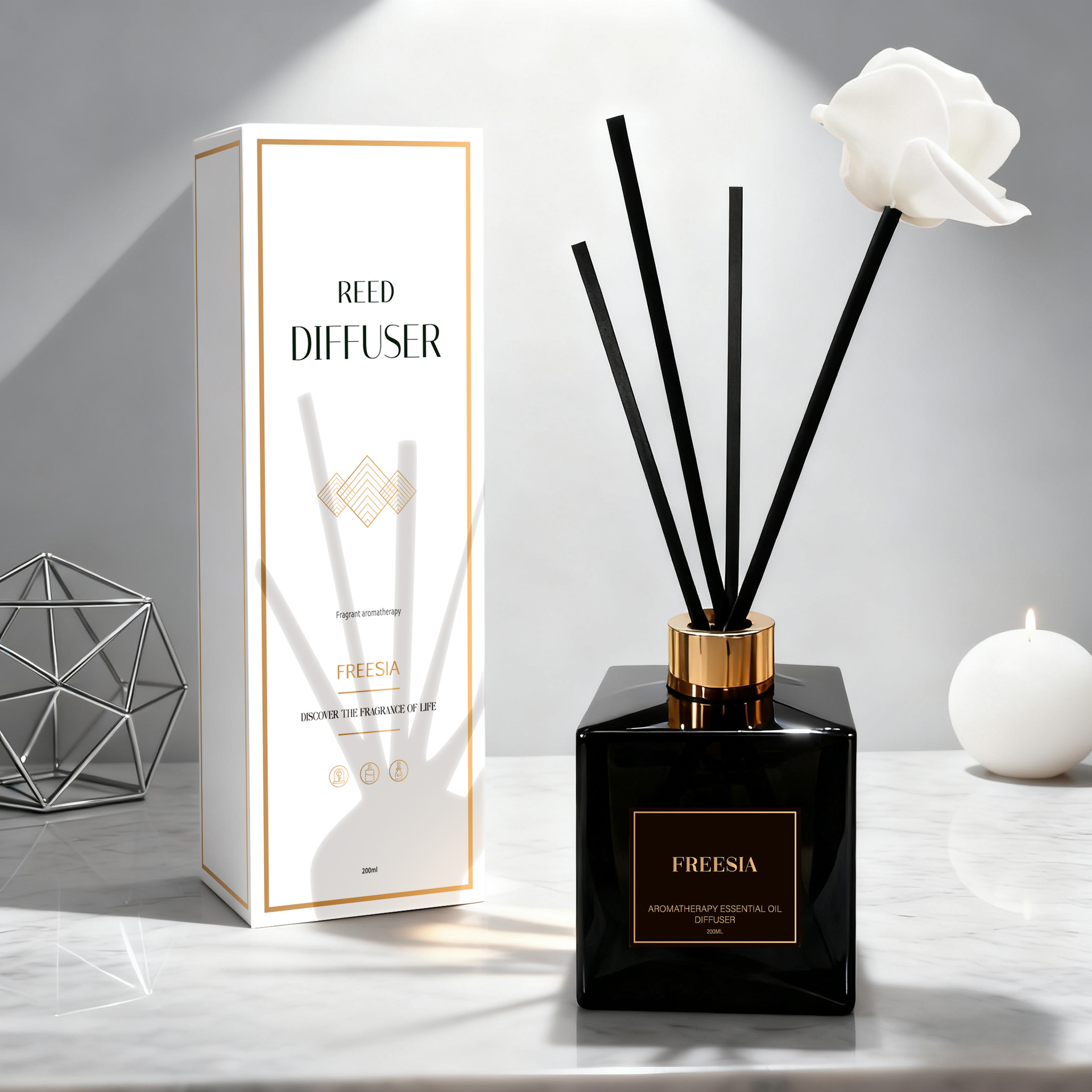 商超品质黑色方瓶无火香薰精油卧室客厅香氛摆件家用香水批发生活电器香薰机