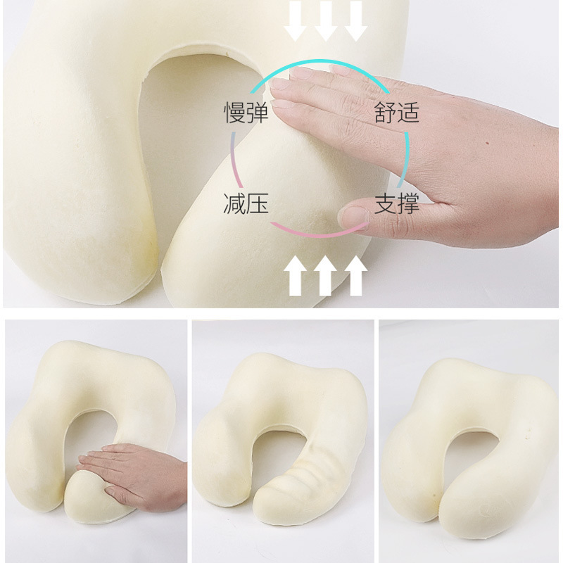 Memory foam U-shaped pillow, travel portable neck pillow, office nap ice silk cool pillow core, home textile neck pillow Item Picture