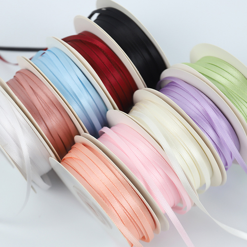 High-end wedding bow silk ribbon 0.3cm dense single-sided polyester fine silk ribbon for clothing accessories, scarves, silk scarves, sun-protective clothing and decoration