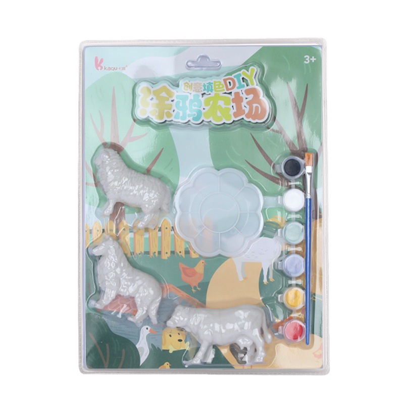 Cartoon creative coloring cards for children, DIY farm animal doodling, cognitive hands-on DIY coloring toys Item Picture
