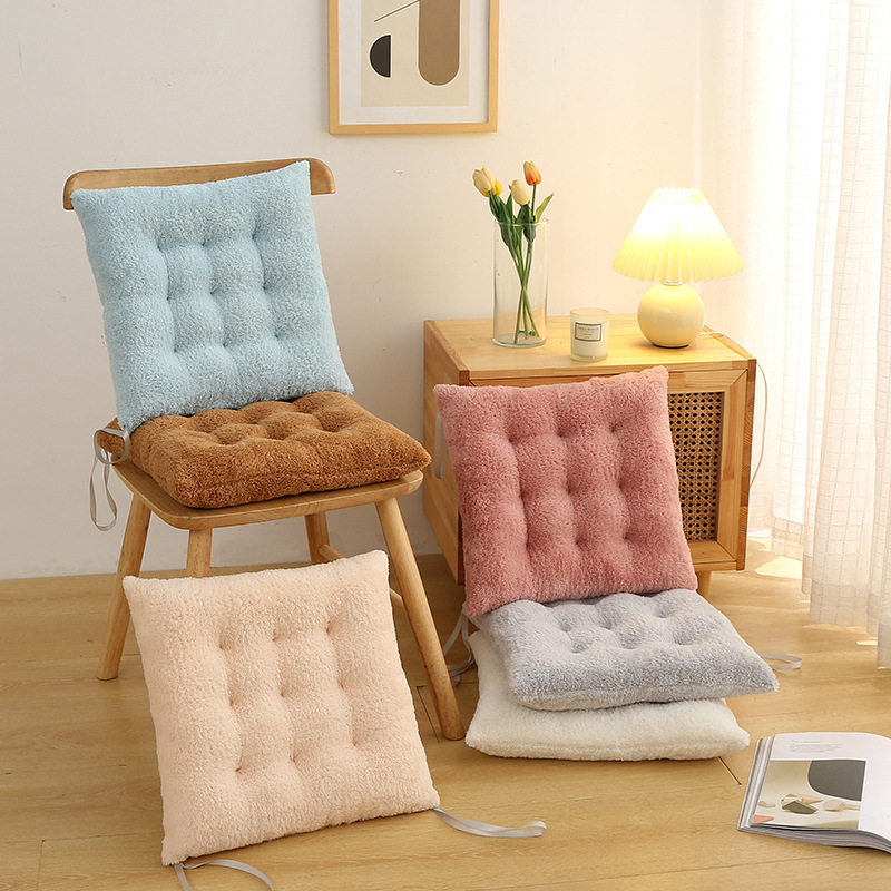 Thickened skin-friendly plush seat cushions, home, office, student seat cushions, car seat cushions, comfortable anti-slip cushions, bottom cushions, seat cushions details Picture