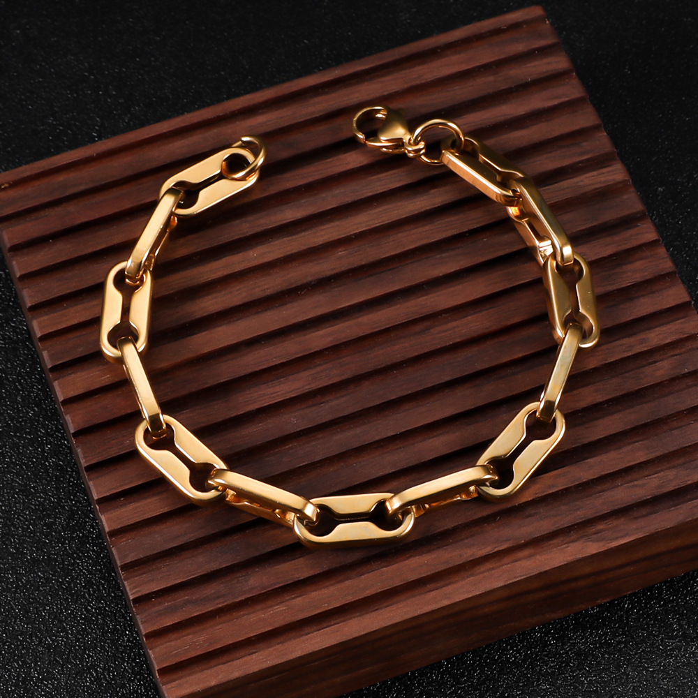 金色304不锈钢环环相扣猪鼻子手链欧美风时尚男女百搭高级感饰品手饰