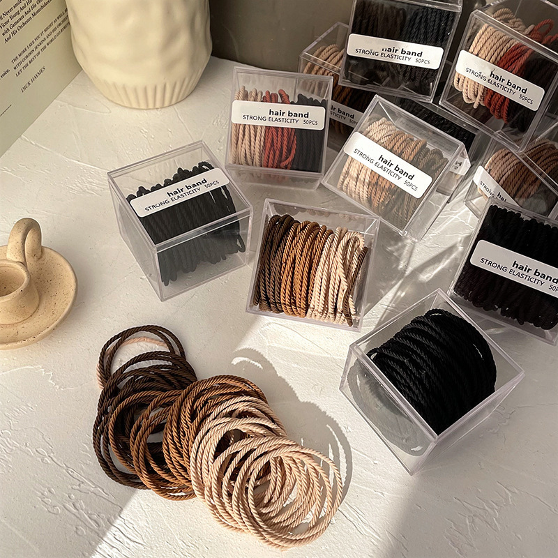 Summer Korean version milk coffee color seamless hair tie, ponytail tie, new rubber band hair accessory and hair band accessory