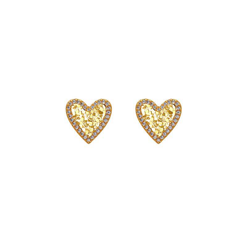 Hyacinth luz lujo commuter corazón con circonitas hielo triturado amor aretes mujer moda simple tendencia orejas hueso accesorios Item Picture