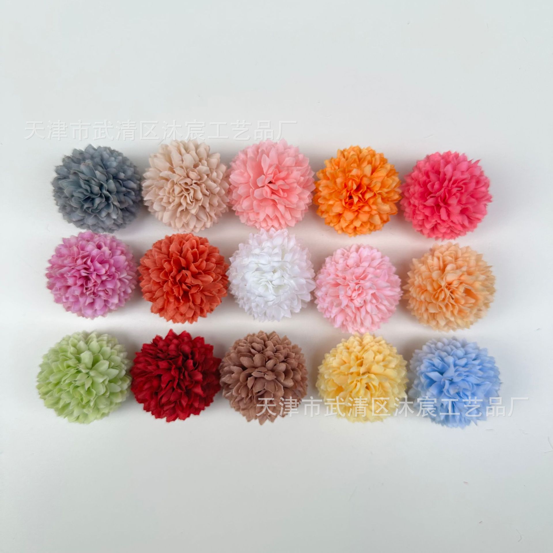 仿真乒乓菊花朵批发4厘米小球千层菊DIY服装胸花头饰配件假花办公文化气氛布置拉花彩带彩条