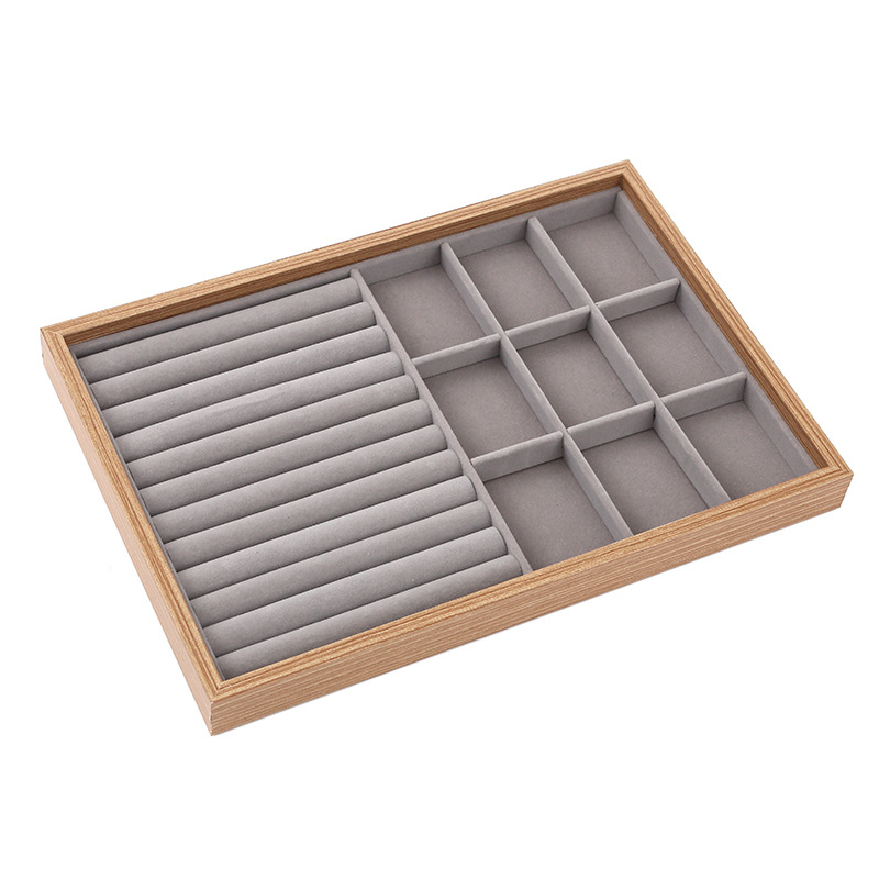 Black walnut grain wooden jewelry display plate, bracelet, ring, earring storage box, high-end and elegant accessory packaging box Item Picture