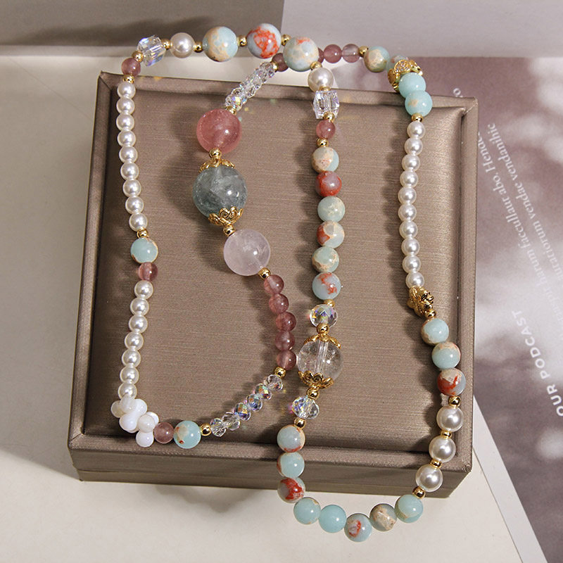 New Chinese-style Shoushan stone multi-treasure crystal pearl layered bracelet for women, a light luxury, niche and high-end style bracelet accessory Item Picture