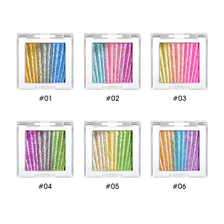 Pequeña cantidad personalizada OEMODM camaleón patrón vertical gradiente arco iris eyeshadow bandeja multicolor color brillante duradero no mareo belleza transfronteriza nuevo artículo - 5