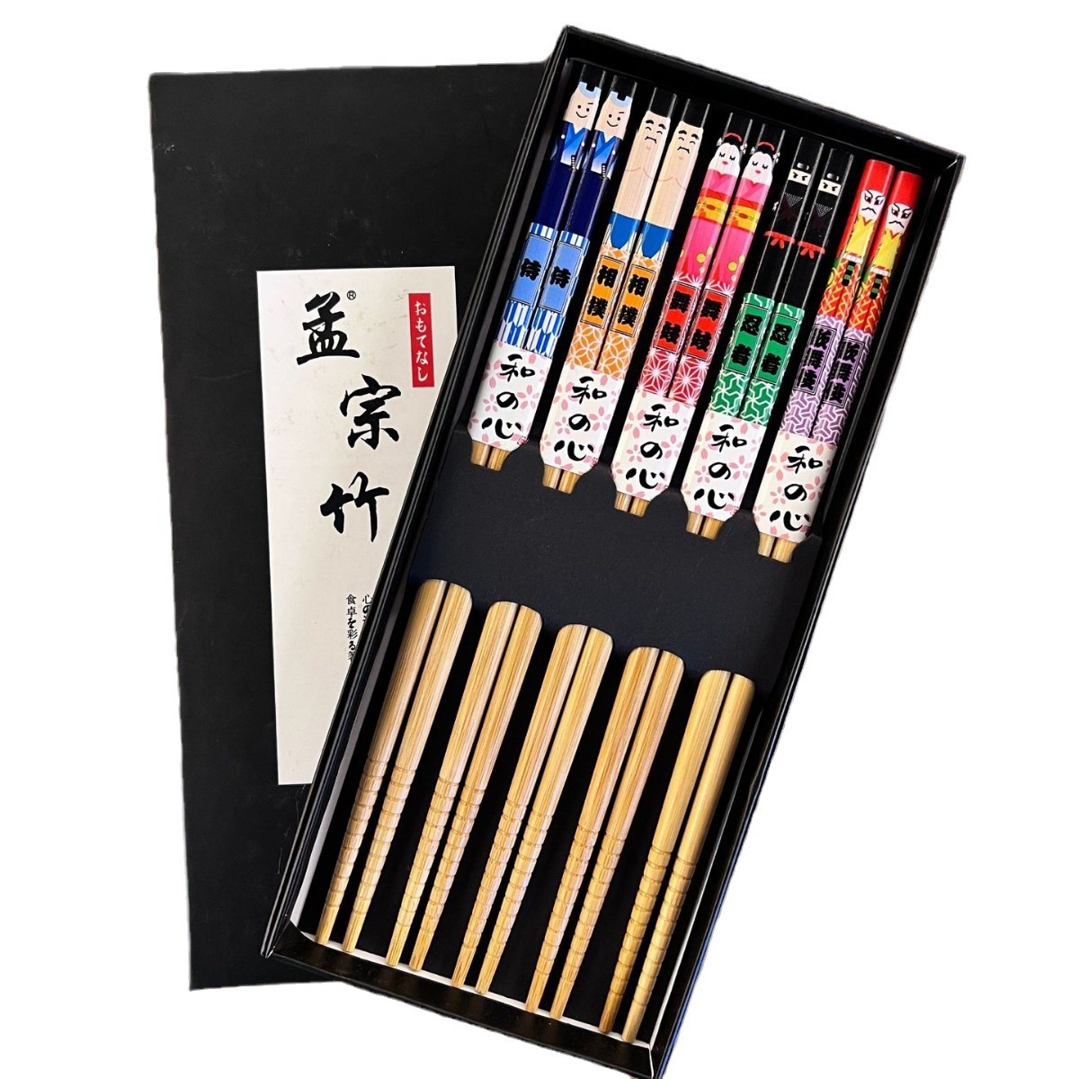 24-year new style puppet printed bamboo chopsticks, Japanese sushi chopsticks, high-end gift box, tableware and general merchandise Item Picture