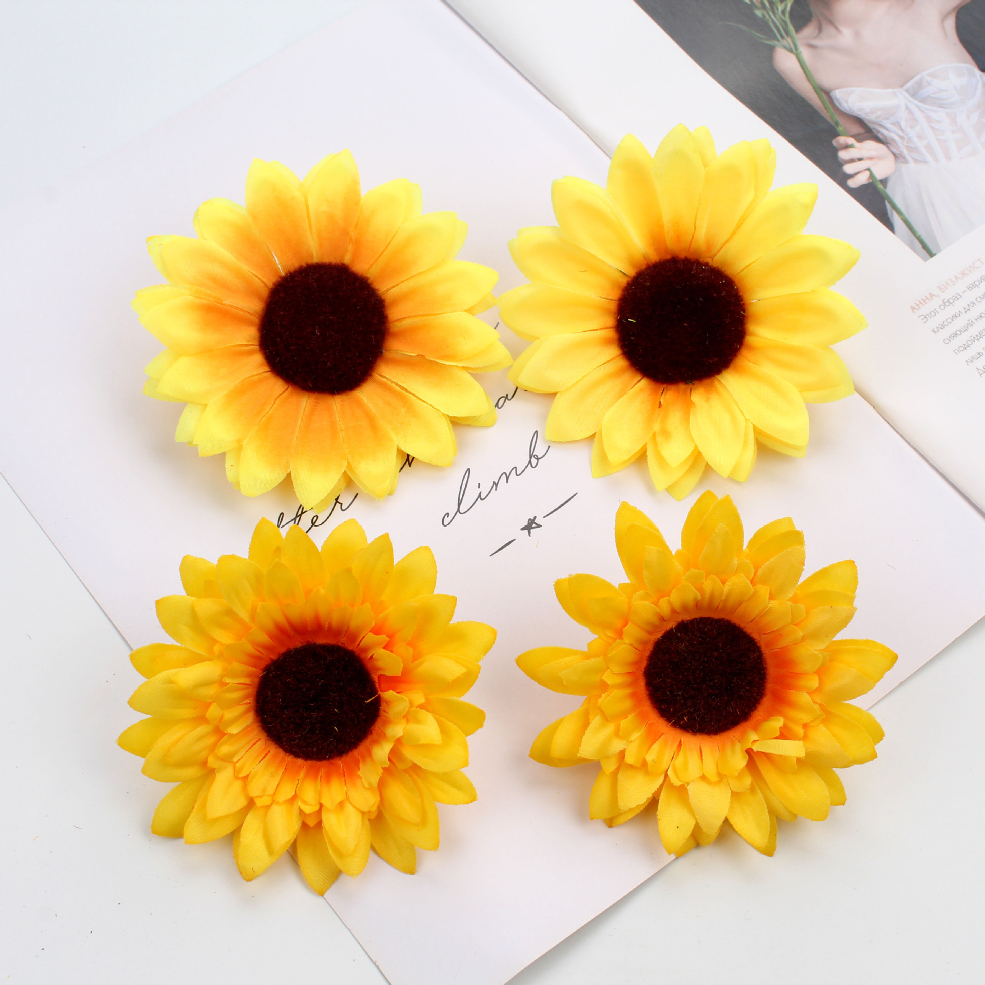 太阳花头假花批发手工绢布向日葵菊花DIY装饰配件宠物园艺花卉用品
