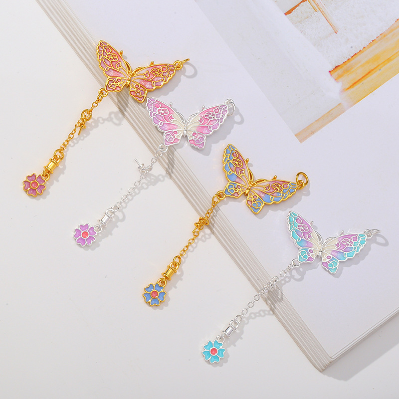 Hot-selling personalized butterfly bracelet pendant accessory, fashionable and sweet DIY handcrafted decoration, hanging accessory, wholesale in stock, bookmark