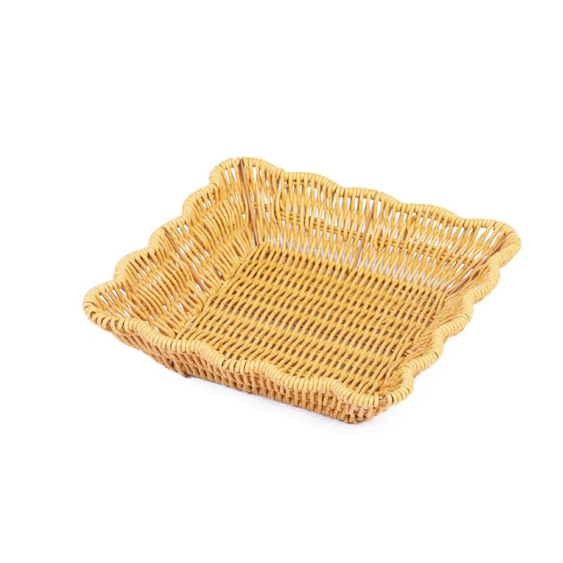 Imitation rattan woven fruit basket, fruit plate, draining basket, light luxury style home living room, candy storage basket, storage basket, multi-functional storage plate Item Picture