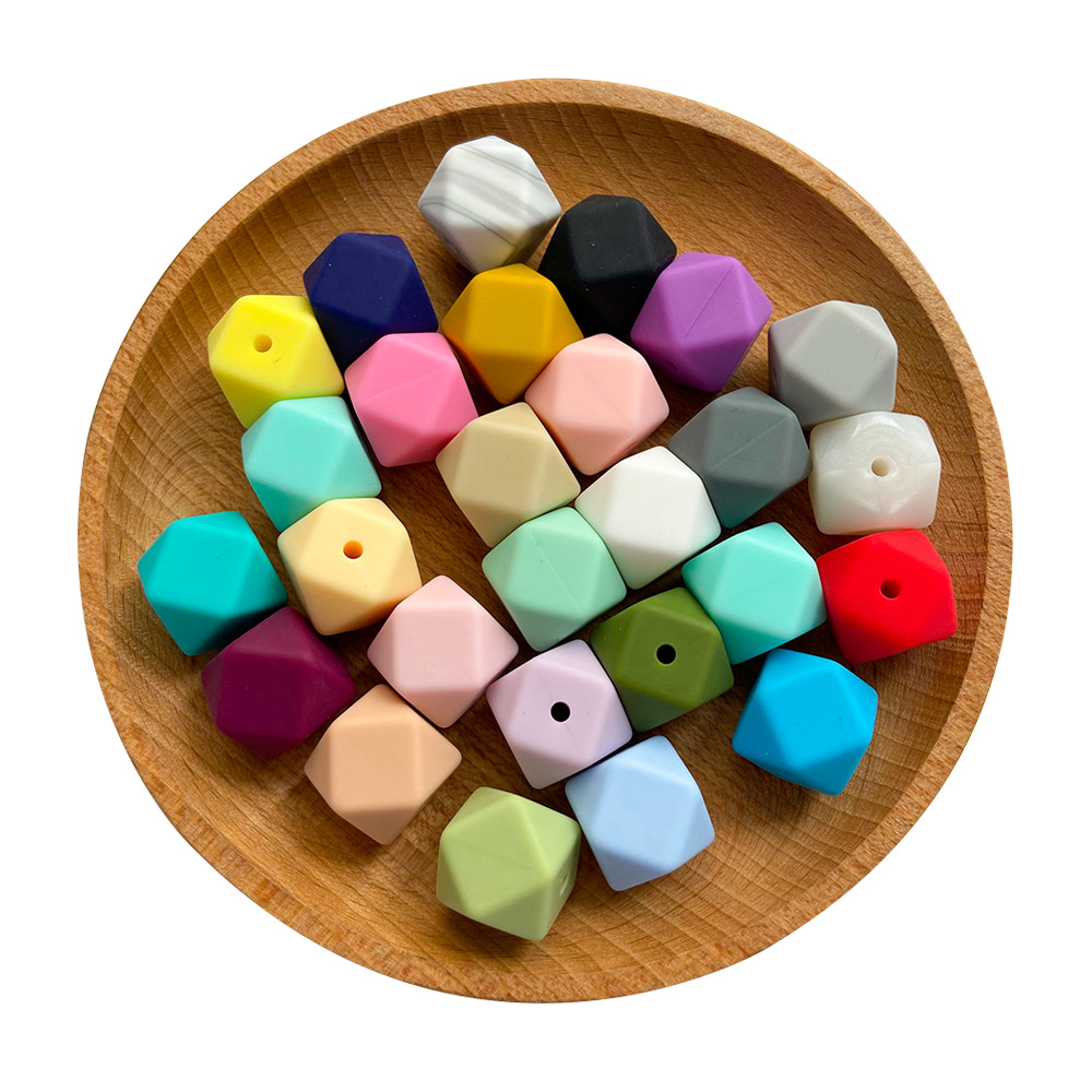 Zhejiang Sheng silicone beads 14 to 17mm hexagonal octagonal teething gel, DIY handcrafted soothing necklace, pacifier chain, loose beads, chemical adsorbent full figure