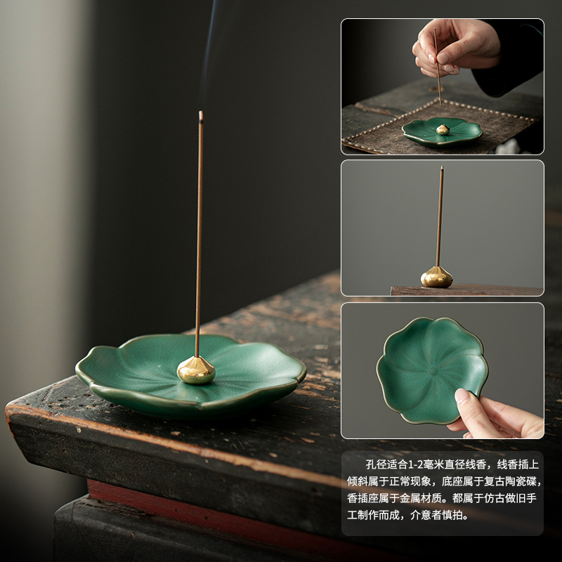 Chinese-style Zen-inspired incense stick base, sandalwood incense holder, Chinese-style household indoor aroma diffuser, mini water-drop incense tray, handicraft gift details Picture