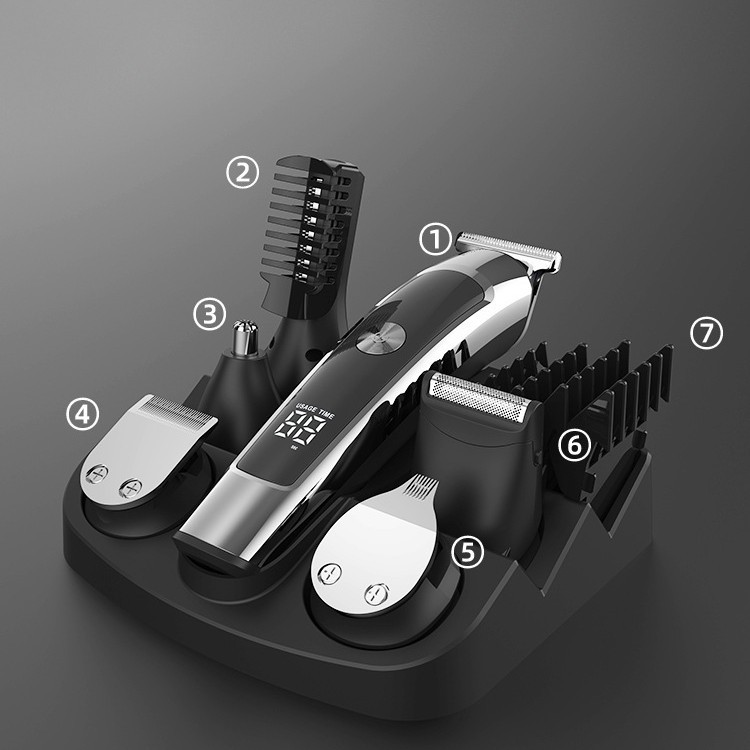 多功能充电式电动理发器水洗剃毛器六合一液晶数显家庭理容套装