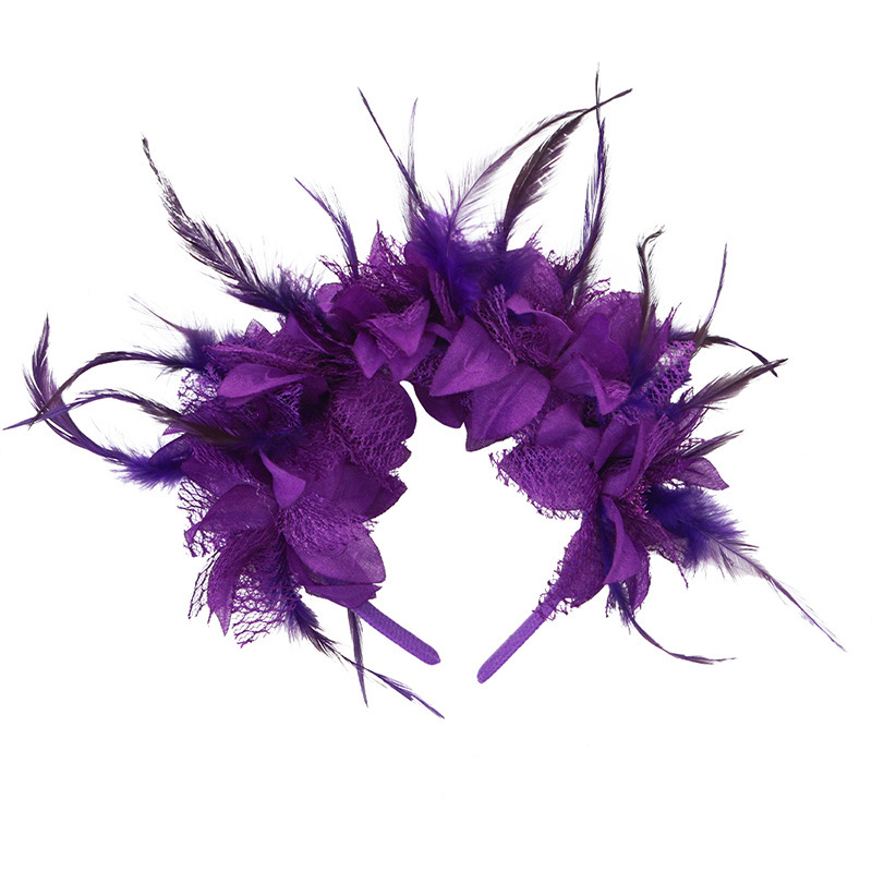 Carnival Christmas feather headbands, flower headbands, European and American party trends, retro style hair accessories for brides Item Picture