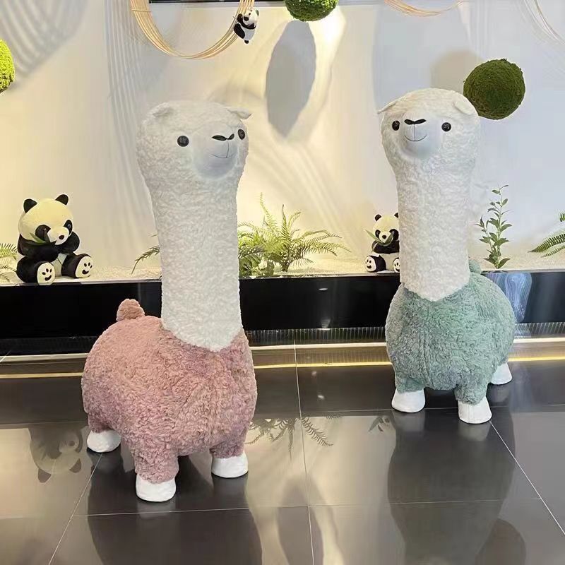 Factory wholesale cartoon alpaca stools, living room and balcony shoe-changing stools, children's leisure figurine seats, alpaca mounts details Picture