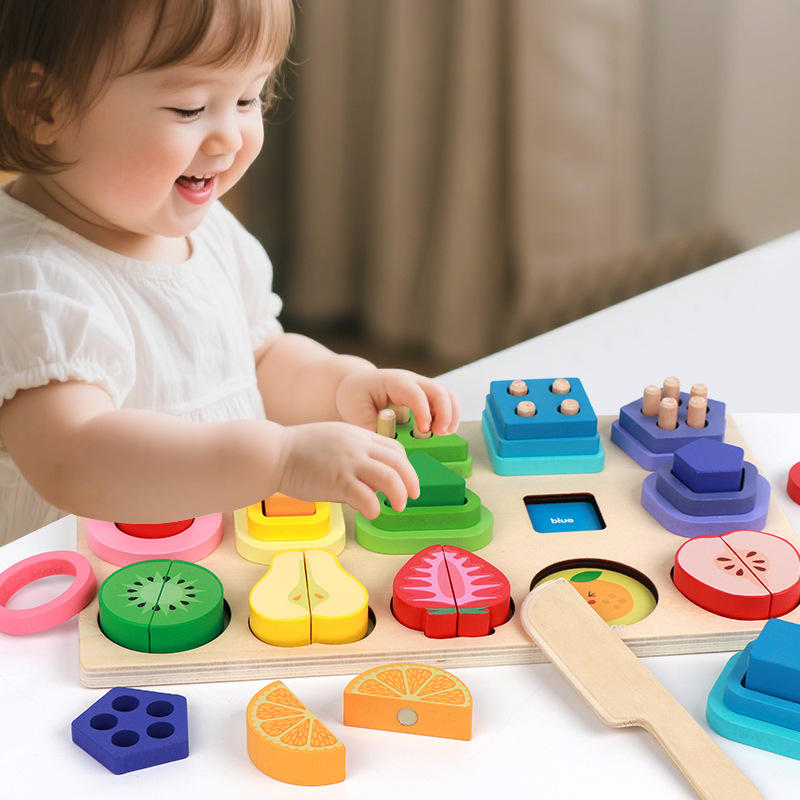 Five sets of column-shaped matching building blocks for early childhood enlightenment and intelligence development, children's early education toys, science and education geometry, intelligence development details Picture