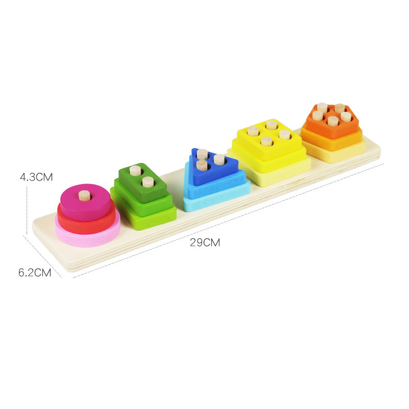 Five sets of cylindrical geometric matching toys for children's early education and intelligence, wooden building blocks for cross-border use, suitable for children aged 0-3 Application Scenario