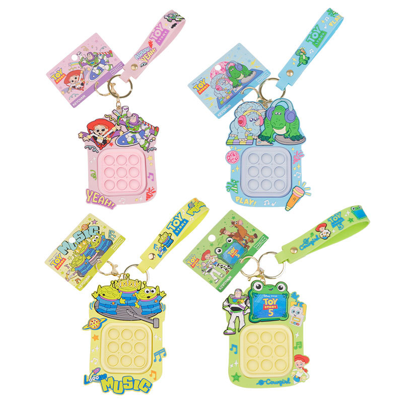 The official Disney Story Press Button sound, rotatable, educational and stress-relieving toy, schoolbag pendant, keychain Item Picture