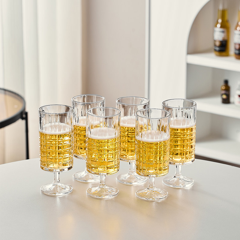 Ins-style tall, striped straight glass coffee cold drink soda sparkling water cup, fashionable and creative household water ware details Picture
