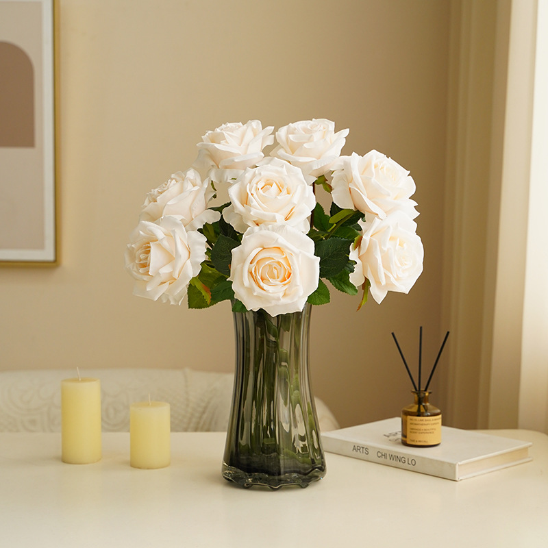 Artificial rose flower single mousse flower arrangement, wedding living room decoration, photography props wholesale, office culture, artificial garden gift box Specification image