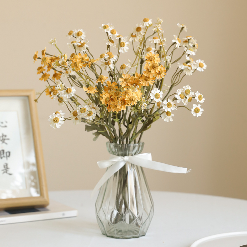 秋色系仿真单枝小雏菊洋甘菊田园风家居餐桌装饰假花花束DIY配材宠物园艺干花