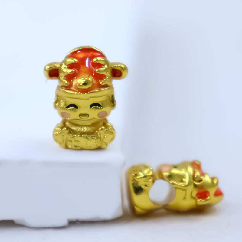 High-color-preserving peach copper plated with 24K gold, PI Xiu, bear, Baguette, cat jewelry, beaded accessories, DIY hand-held necklace accessories Specification image