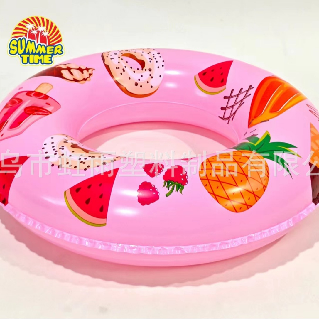 Hongyu Girl Cartoon Purple Strawberry Rabbit Fruit ice cream Swimming ring Eco-friendly PVC wholesale sports outdoor swimming products Specification image
