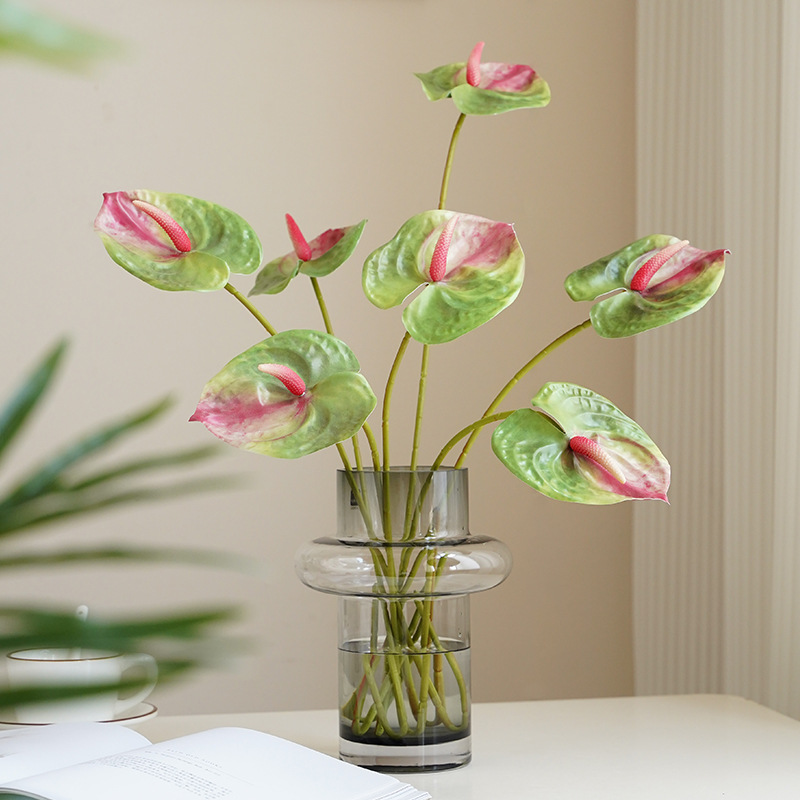 红掌花家居绿植盆栽装饰单支仿真植物插花材料配件3D打印手感仿真枝叶办公文化园艺装饰产品图