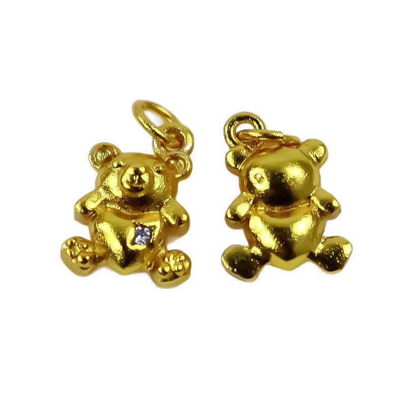 Wholesale of sandgold ancient method handcrafted zirconium-inlaid bear electroplated pendant accessories Item Picture