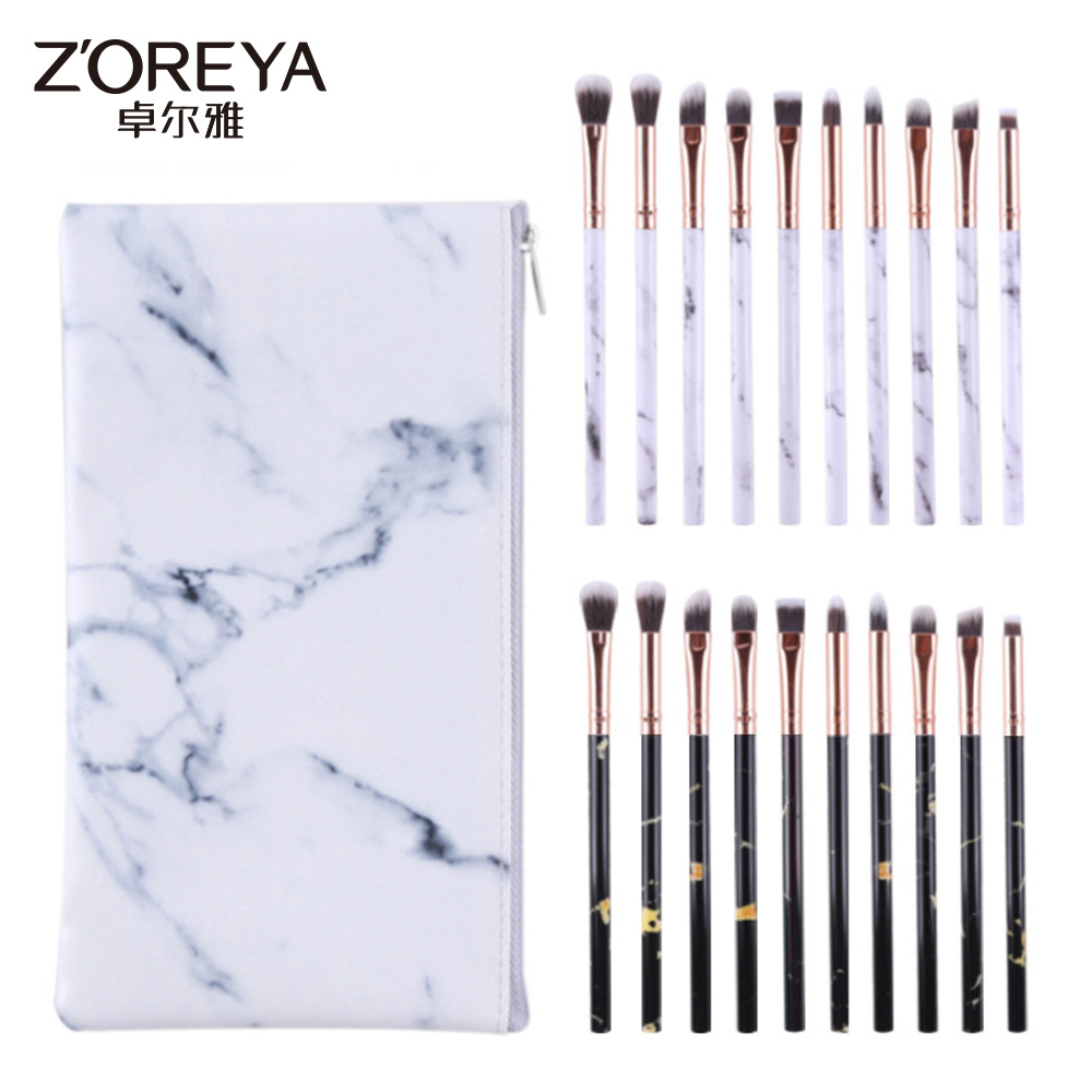 跨境彩妆刷套装大理石纹便携式10支化妆工具美妆护肤批发化妆用品