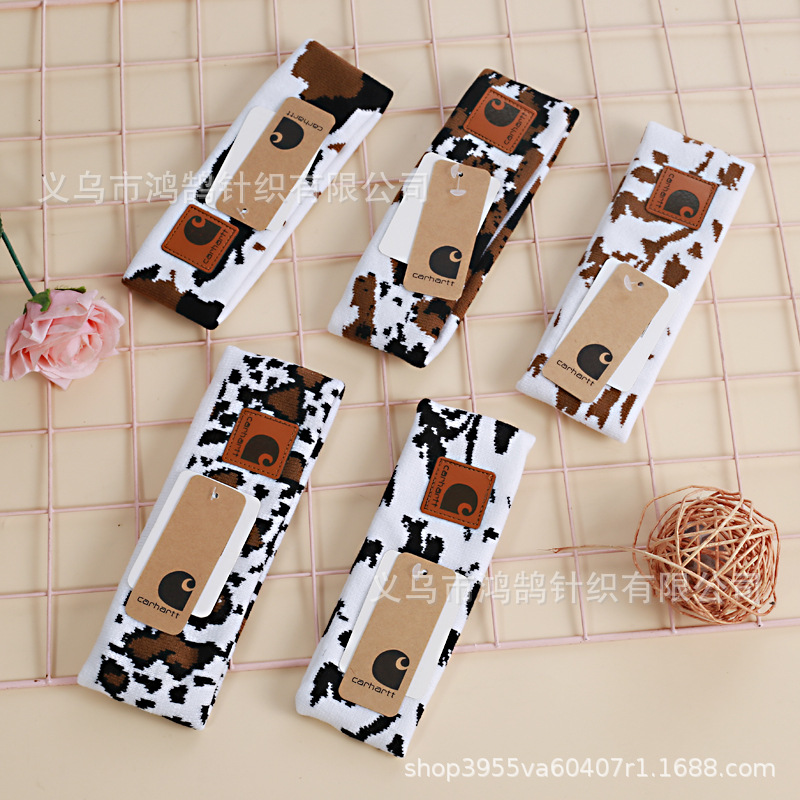 CARHARTT奶牛提花运动头带男女款针织头巾户外休闲新品时尚欧版内衣袜子堆堆袜