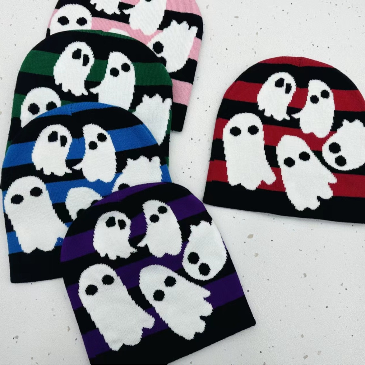 欧美提花针织帽幽灵条纹保暖护耳帽时尚休闲冷帽服装配饰