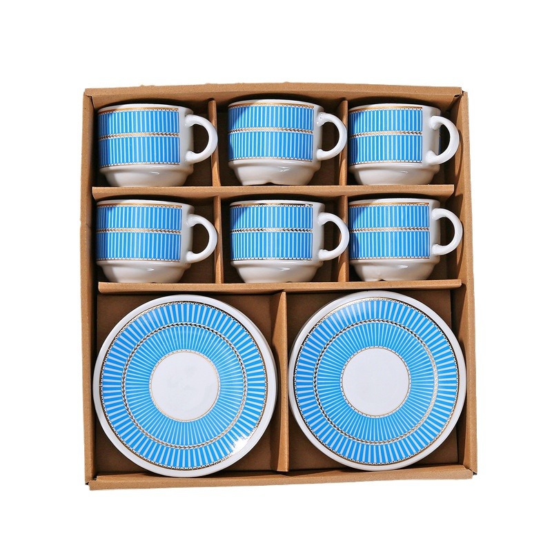 Creative ceramic coffee cup and dish set, 6 cups and 6 dishes, cross-border trade, Middle East, Saudi Arabia, Indonesia, Southeast Asia, daily necessities, ceramic tableware set Item Picture
