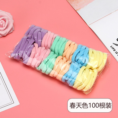 Wholesale of 100 Korean-style high-elasticity seamless towel band hair ties, colorful headwear and simple hair band accessories Specification image