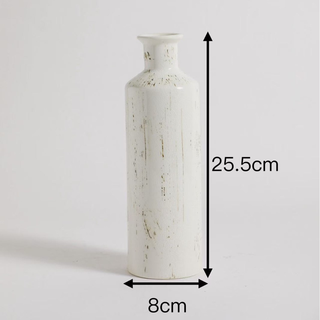 Jarrón de cerámica de estilo europeo objetos de artesanía jarrón de oro para el hogar rosa floral decoración de la sala de estar tres jarrones de viento vintage blanco Specification image
