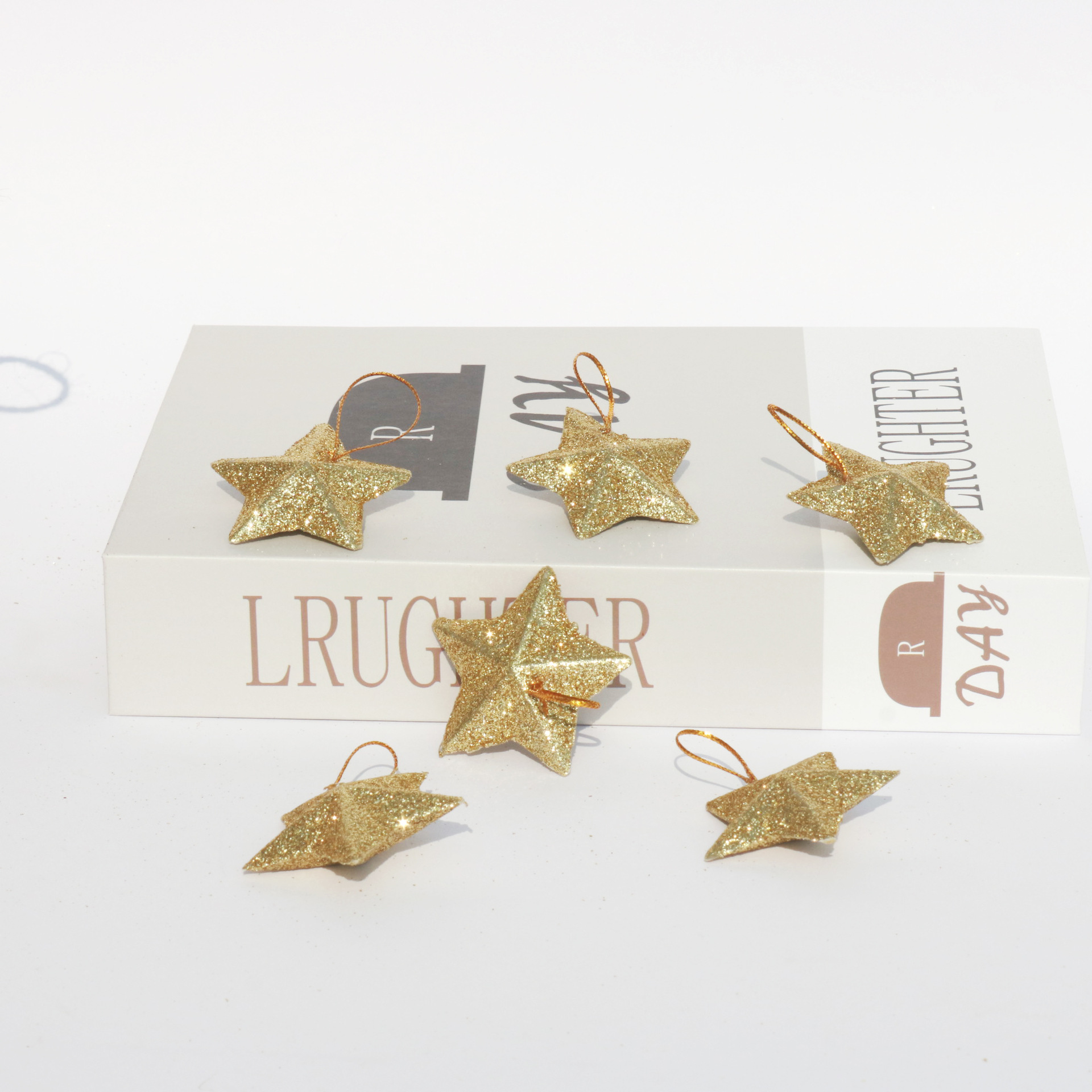 Gold powder five-pointed star, 5 cm, 7 cm, 10 cm decorative pendant, six colors available, plastic handicraft, anime star peripheral Specification image