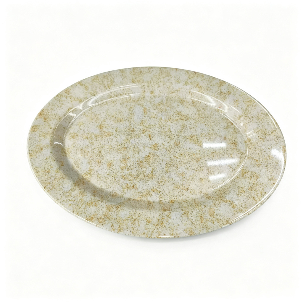 Direct sales from the foreign trade manufacturer: Light coffee-colored round melamine dinner plates in commercial stock, durable and wear-resistant details Picture