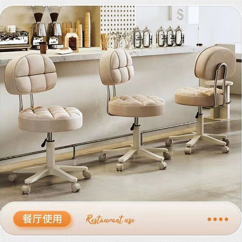 现代简约美容院凳子旋转升降靠背吧台椅化妆椅家用理发店美甲美发椅
