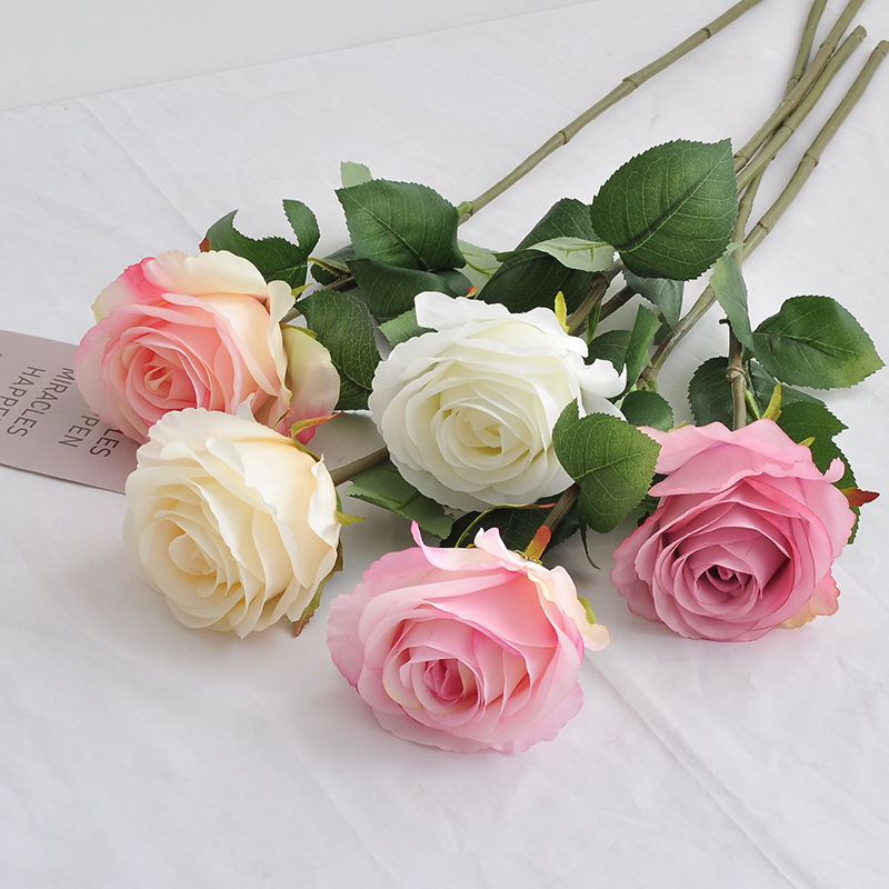 包邮仿真玫瑰单支大花头婚礼装饰假花千层玫瑰景观宠物园艺花卉