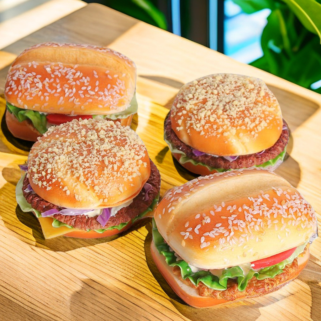 Beef hamburger model, home decoration, film and television props, window display, high-quality and low-priced food, frozen Western pastries Specification image