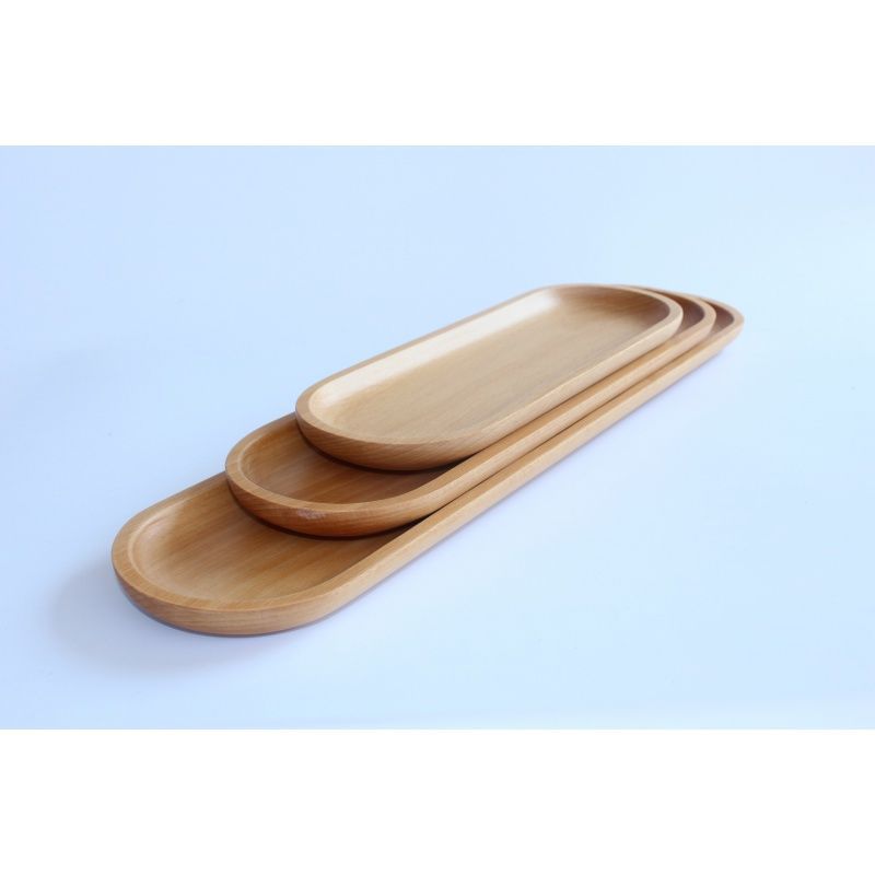 Beech wood creative solid wood dried fruit plate, long strip plate, Japanese pizza and sushi plate, multi-functional and practical tableware Specification drawing
