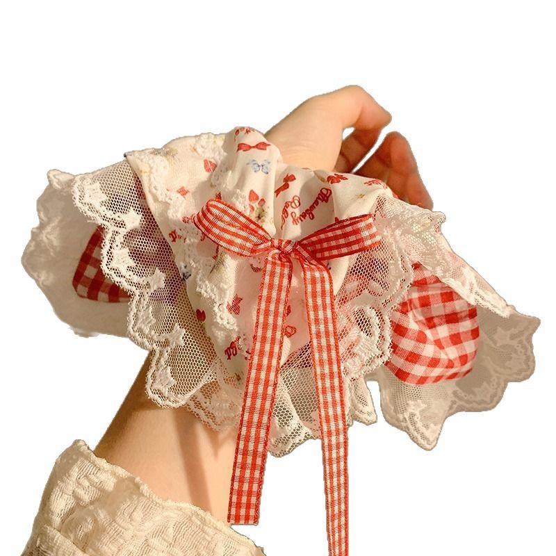 2025 Korean high-end style checkered square scarf, bow, large intestine hair band, hair tie, square hair tie, hair accessory Item Picture