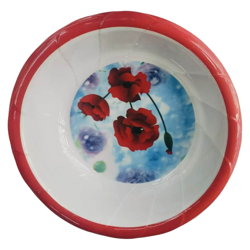 工厂直发密胺花朵印花简约风圆形饭碗汤碗商用餐具 Specification image