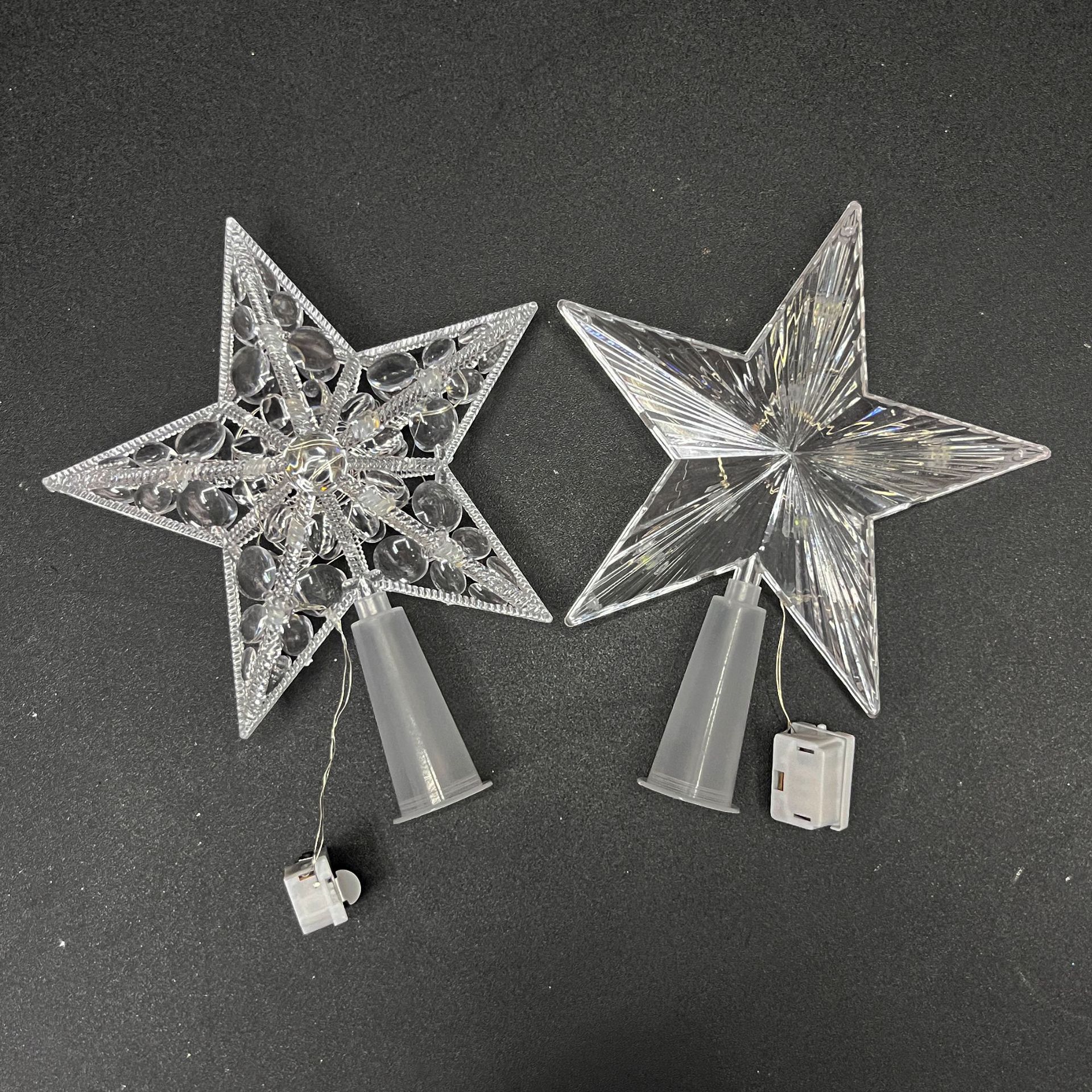 圣诞新款发光五角星树顶装饰品透明带灯创意许愿瓶礼品跨境礼品用品