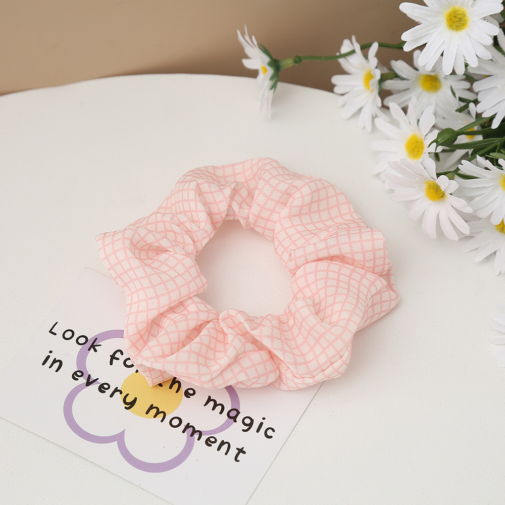 Forest style college style fabric checkered hair band, popular bun hair rope, ponytail tie, large intestine circle hair rope wholesale accessories, hair accessories and headwear details Picture