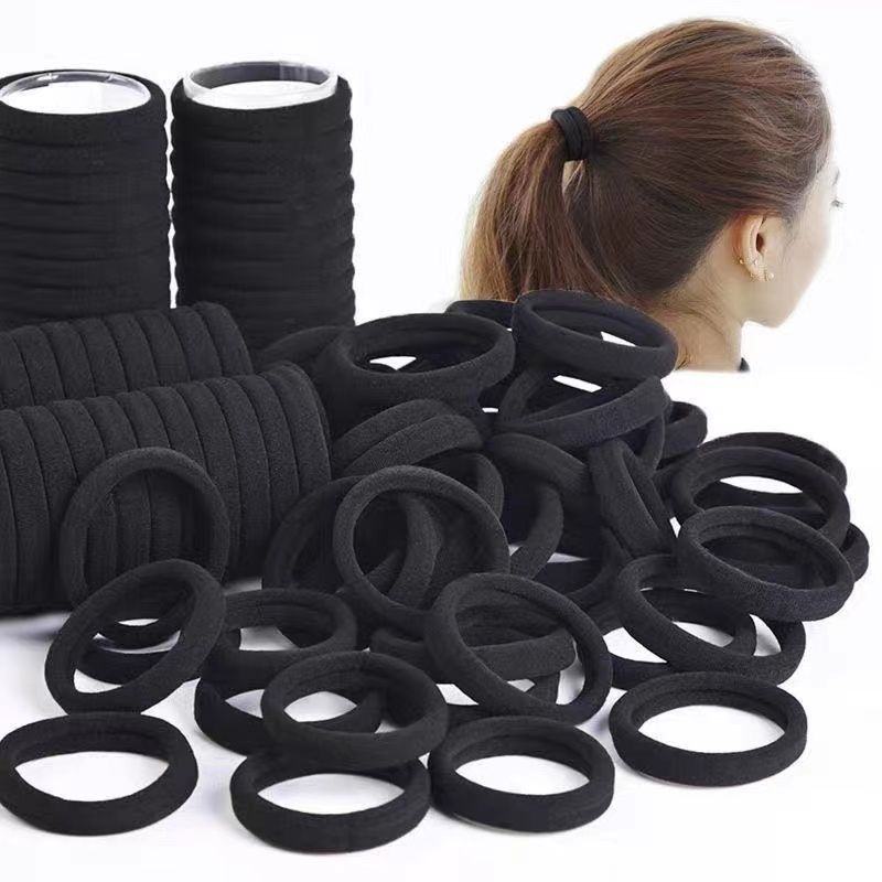 Black high-elasticity seamless 4cm hair band leather case, black leather band for tying hair, women's towel loop