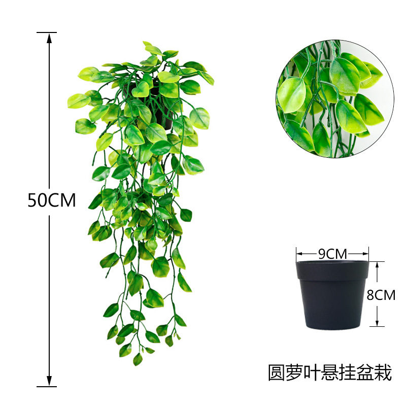 Amazon artificial hanging vine green plants, simulated hanging vine potted plants, home balcony decoration, plastic plants, office culture, garden decorations Specification image