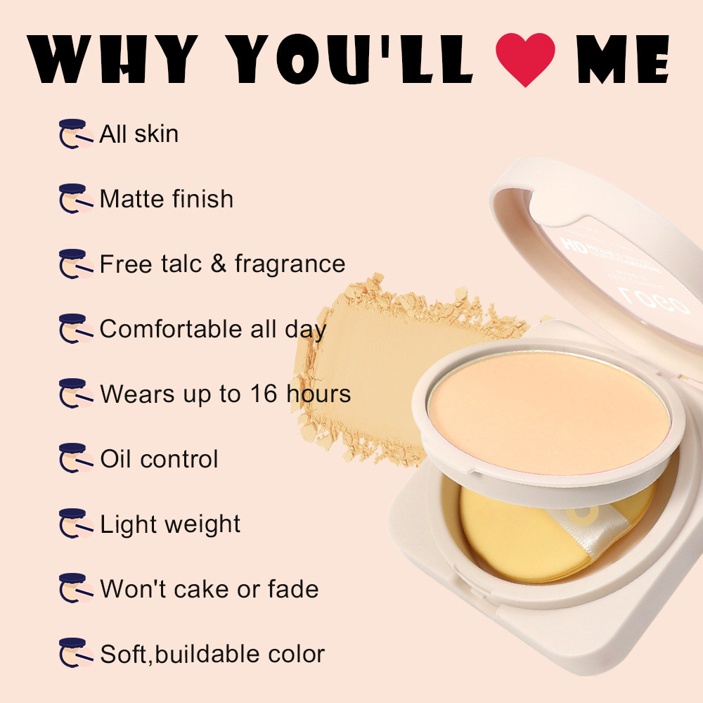 Pequeño lote personalizado OEMODM gran capacidad personalizado retoque compacto control de aceite de larga duración polvo no atascado impermeable a prueba de sudor gran maquillaje corrector sensación de maquillaje natural - 3